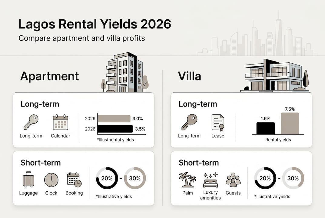 Infographic comparing Lagos rental yields for 2026