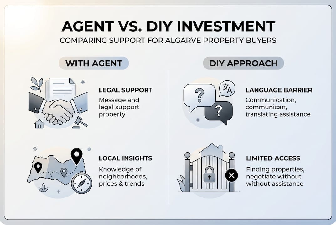 Infographic comparing Algarve agent and DIY investment