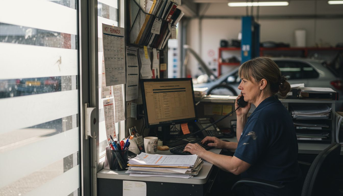 Garage receptionist schedules appointment