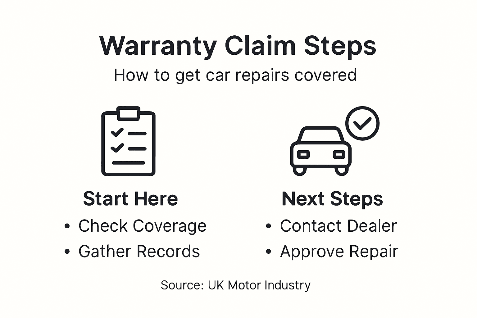 Infographic showing car warranty claim steps