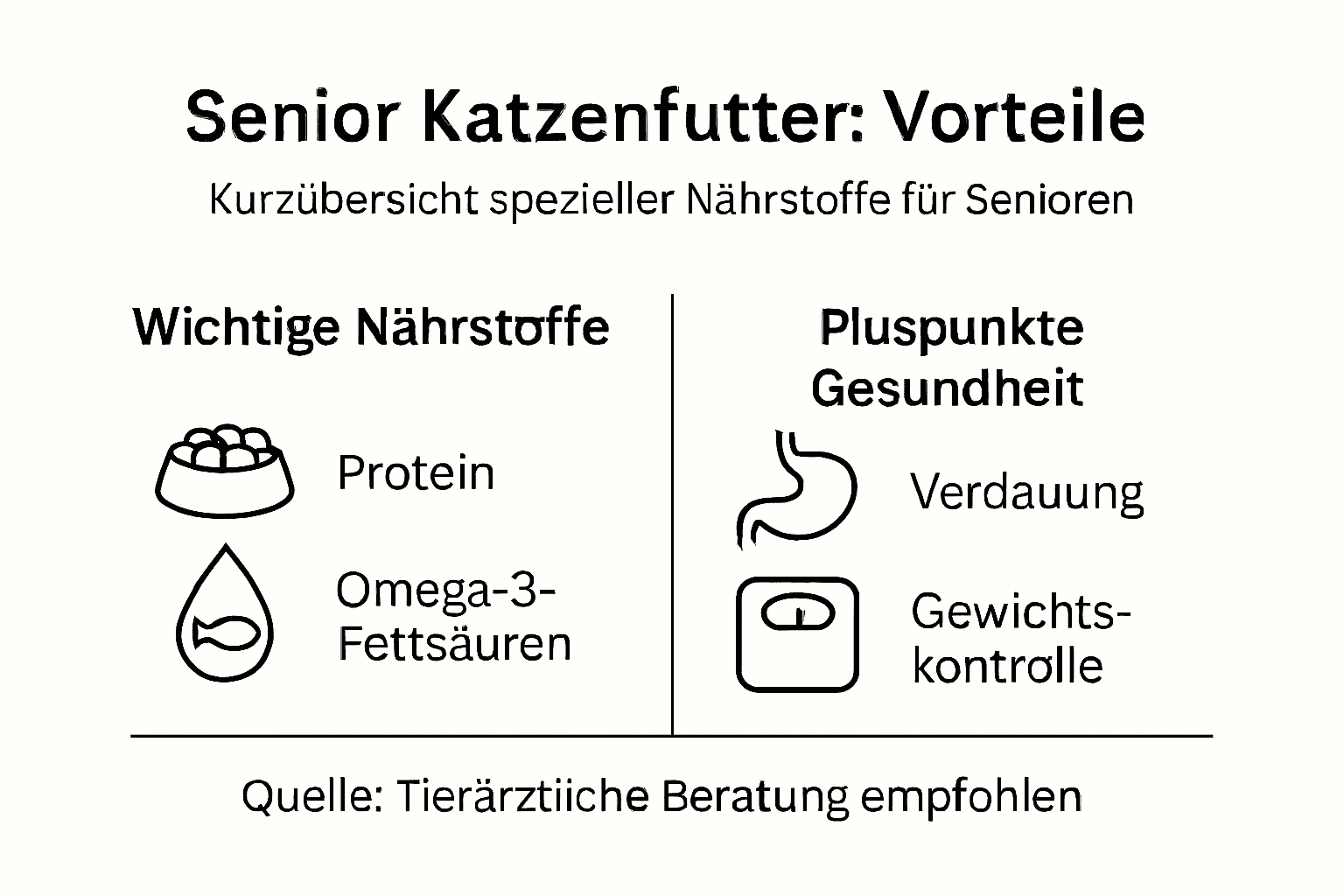 Grafik: Die wichtigsten Vorteile von spezieller Nahrung für ältere Katzen auf einen Blick