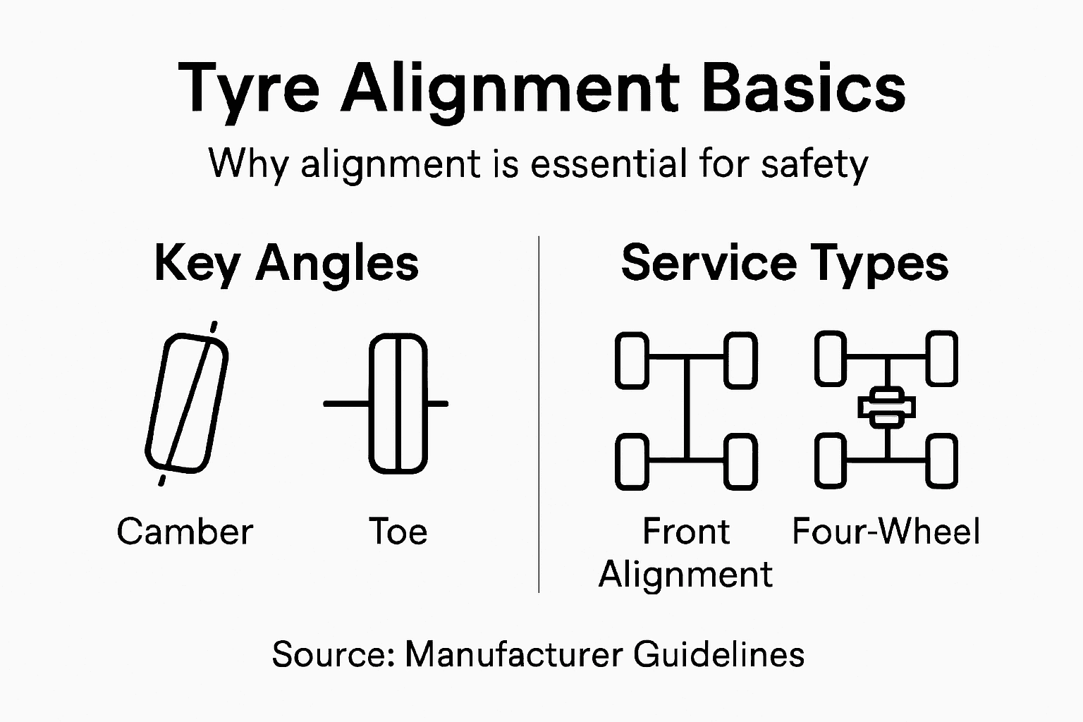 Infographic summarising tyre alignment essentials