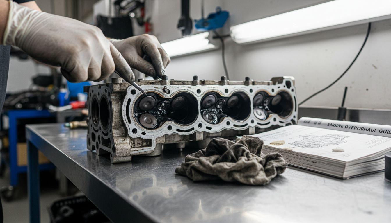 Closeup carbon deposits on engine parts