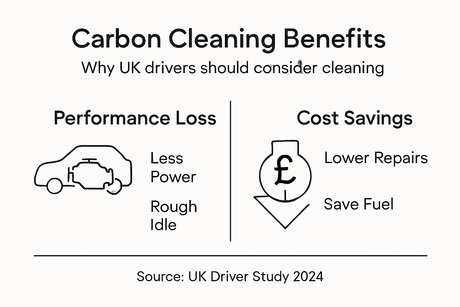 Infographic with engine cleaning performance and cost points