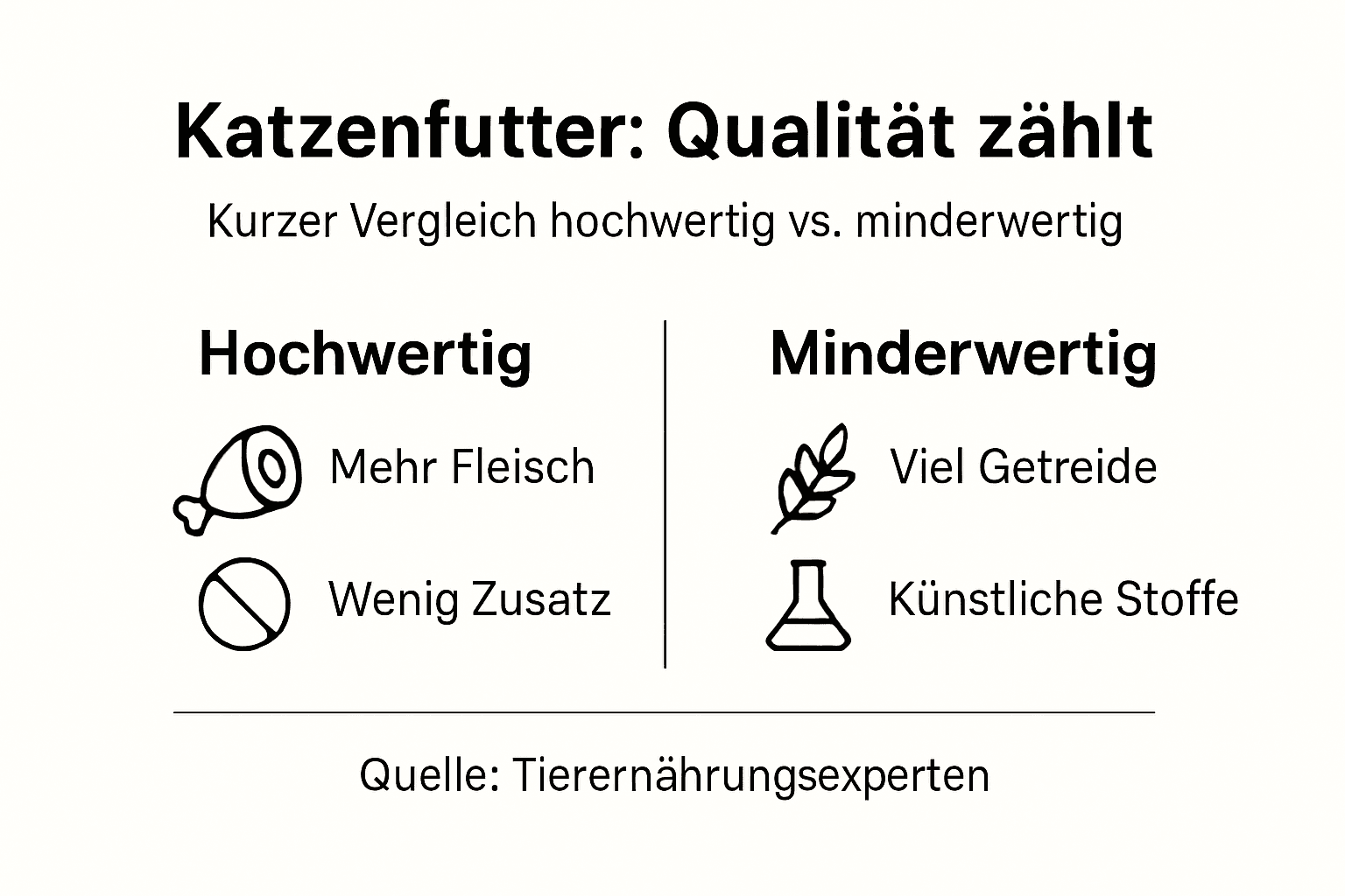 Diese Infografik zeigt einen Überblick über die Qualitätsunterschiede bei Katzenfutter.