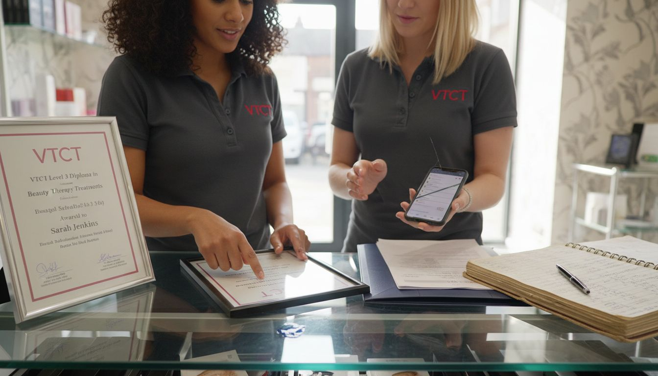 Therapists reviewing accreditation certificates