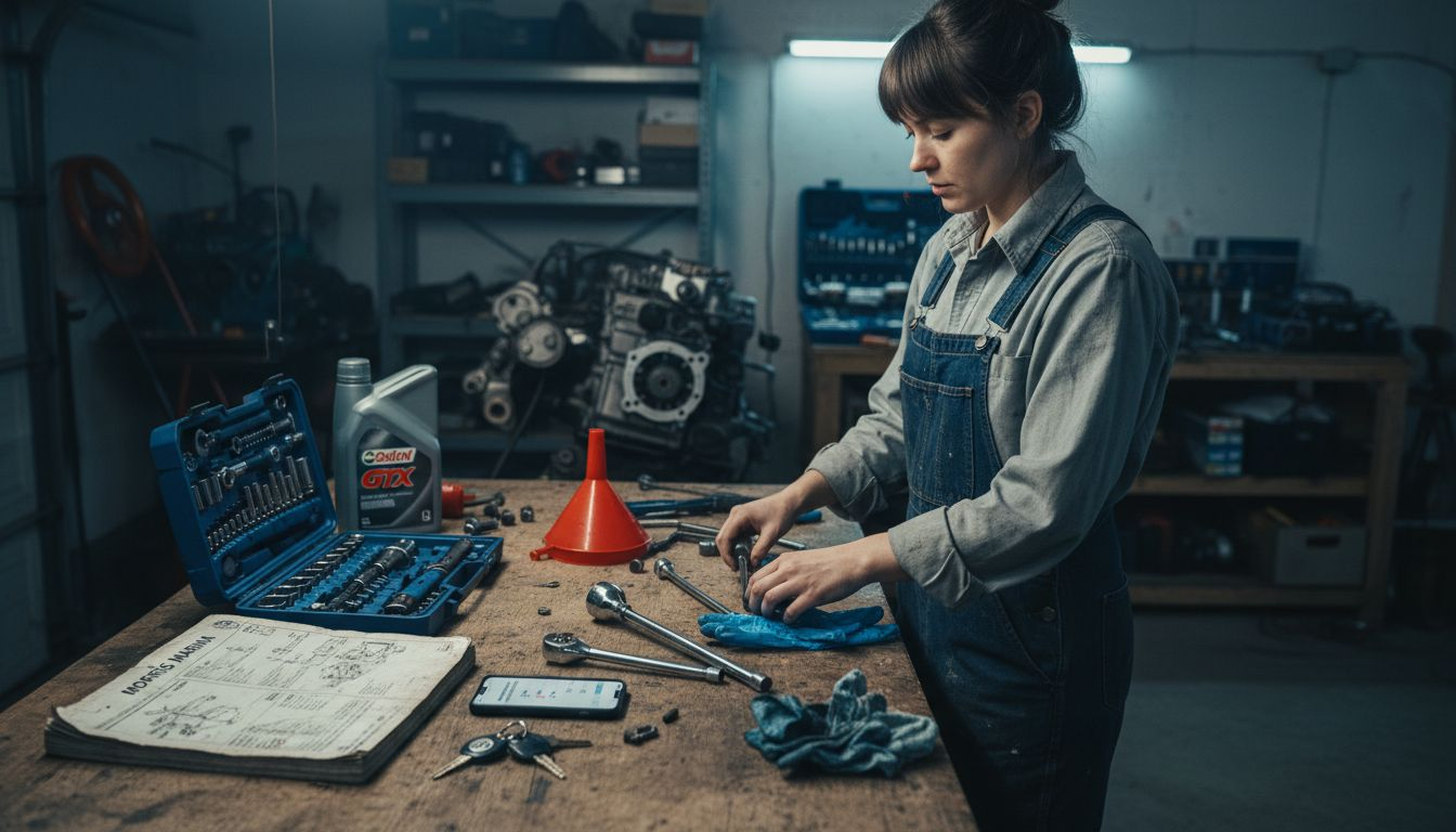 Arranging tools before gearbox oil change