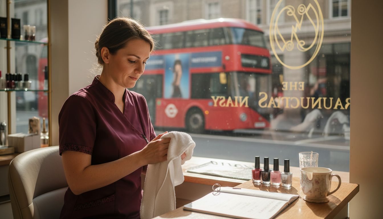 Beauty therapist working in bustling London salon