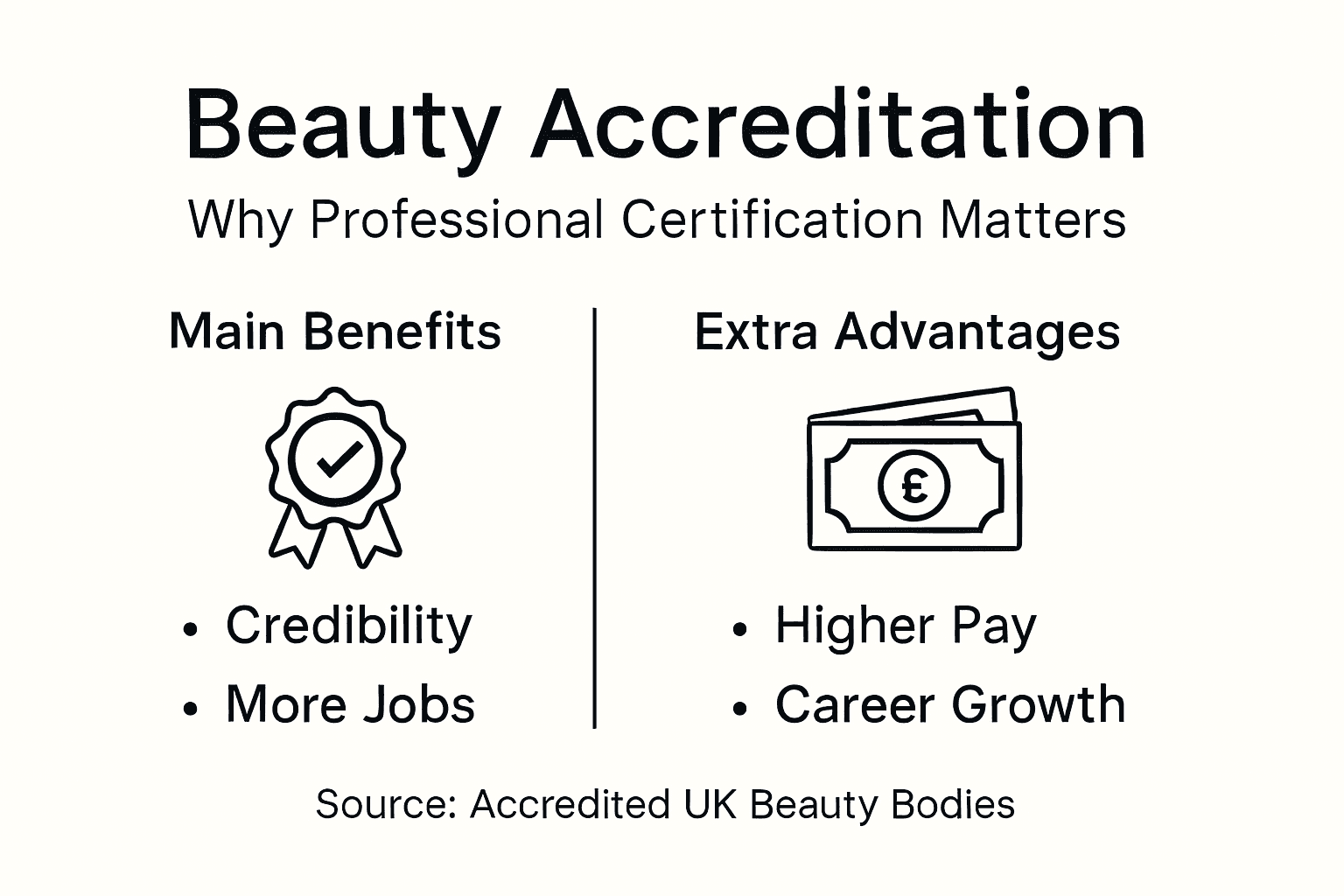 Infographic showing beauty certification benefits