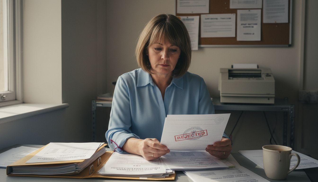 Beauty professional reviewing accreditation paperwork