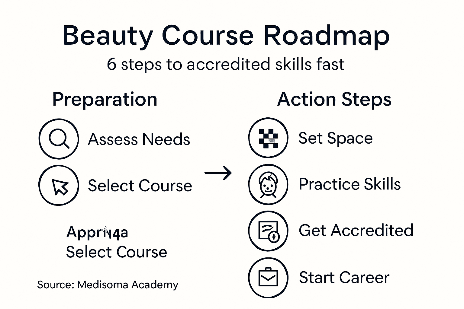 Infographic showing beauty therapy course steps