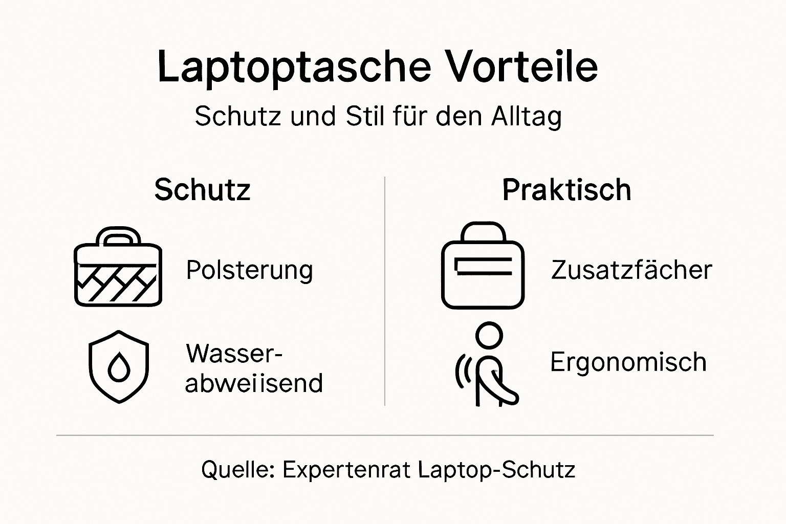 Infografik: Die wichtigsten Vorteile und Eigenschaften von Laptoptaschen auf einen Blick
