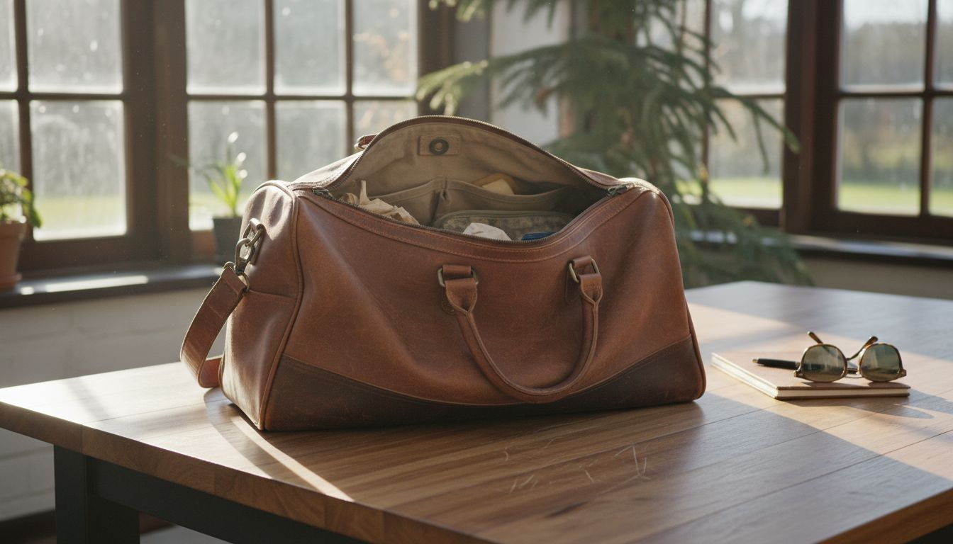 Geräumige Reisetasche aus Leder mit praktischen Innenfächern