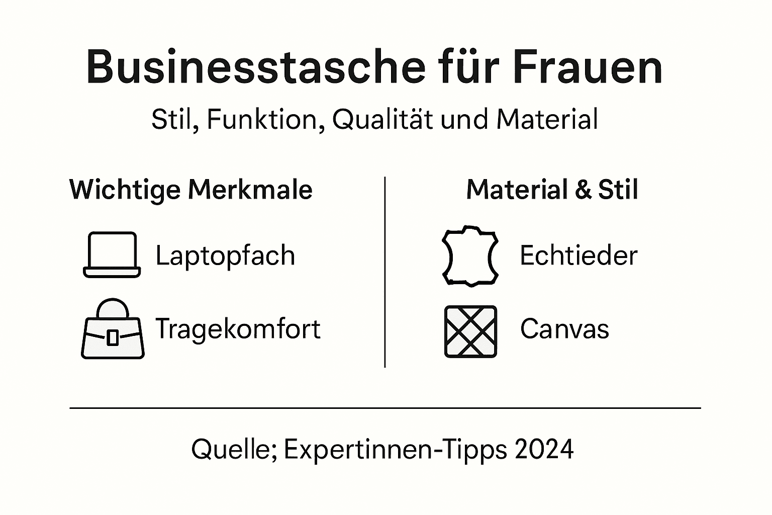 Infografik: Was eine ideale Businesstasche für Frauen auszeichnet