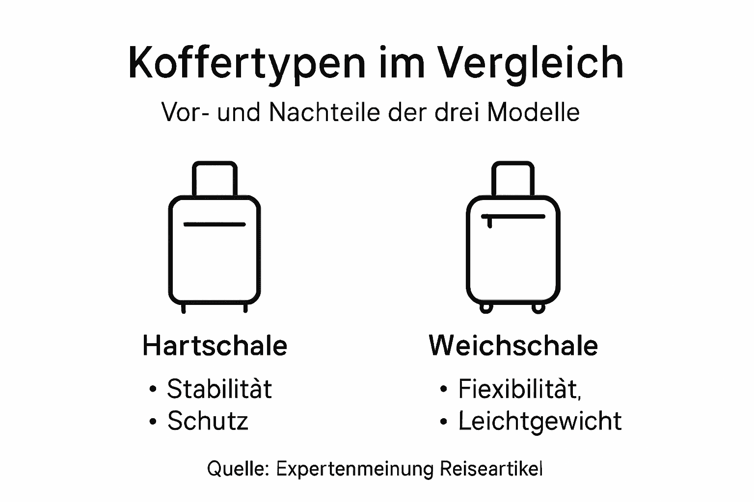 Übersichtsgrafik: Welche Kofferarten gibt es und welche Vorteile bieten sie?