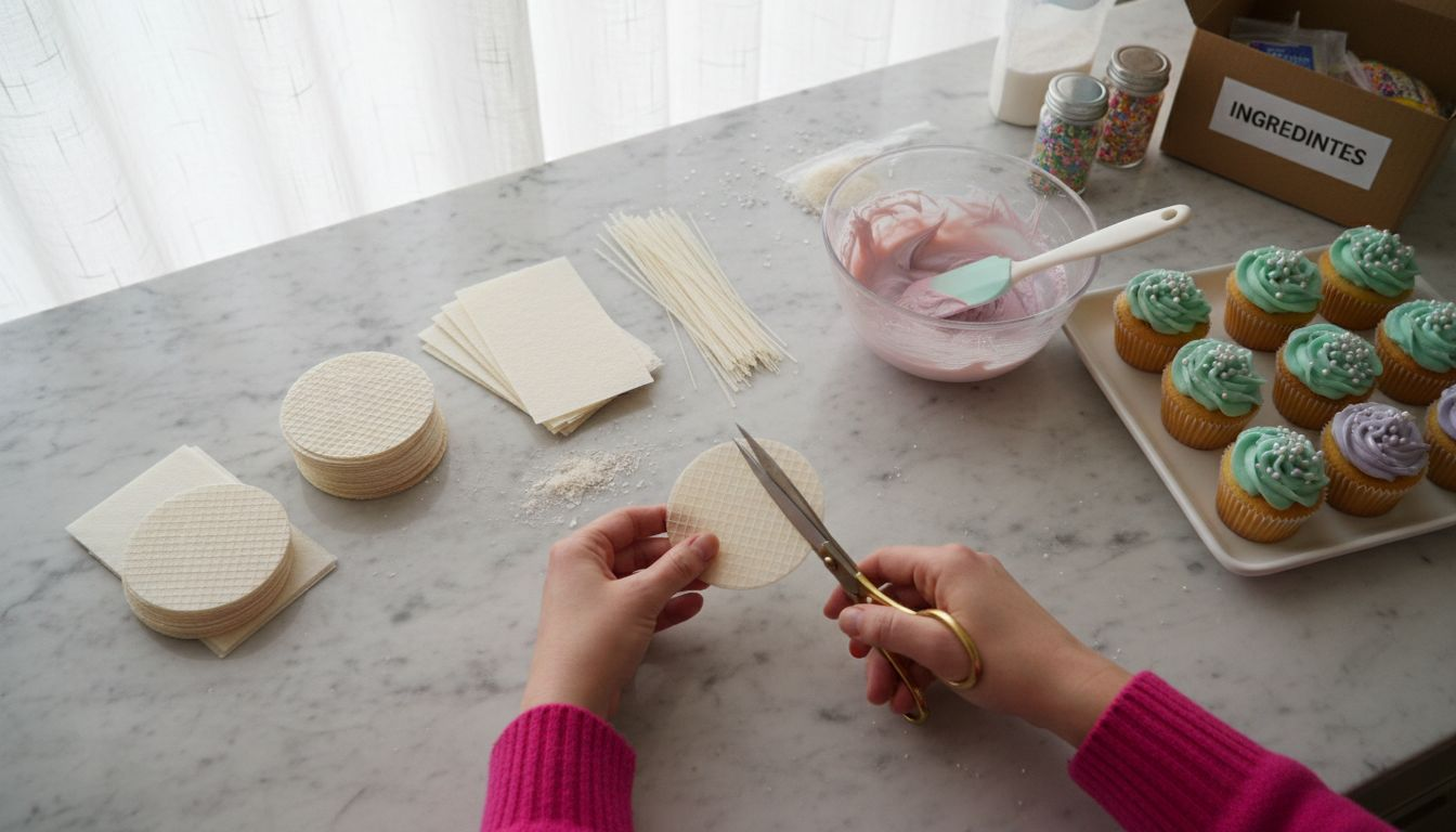 Amplia selección de papeles comestibles y técnicas para decorar tus postres