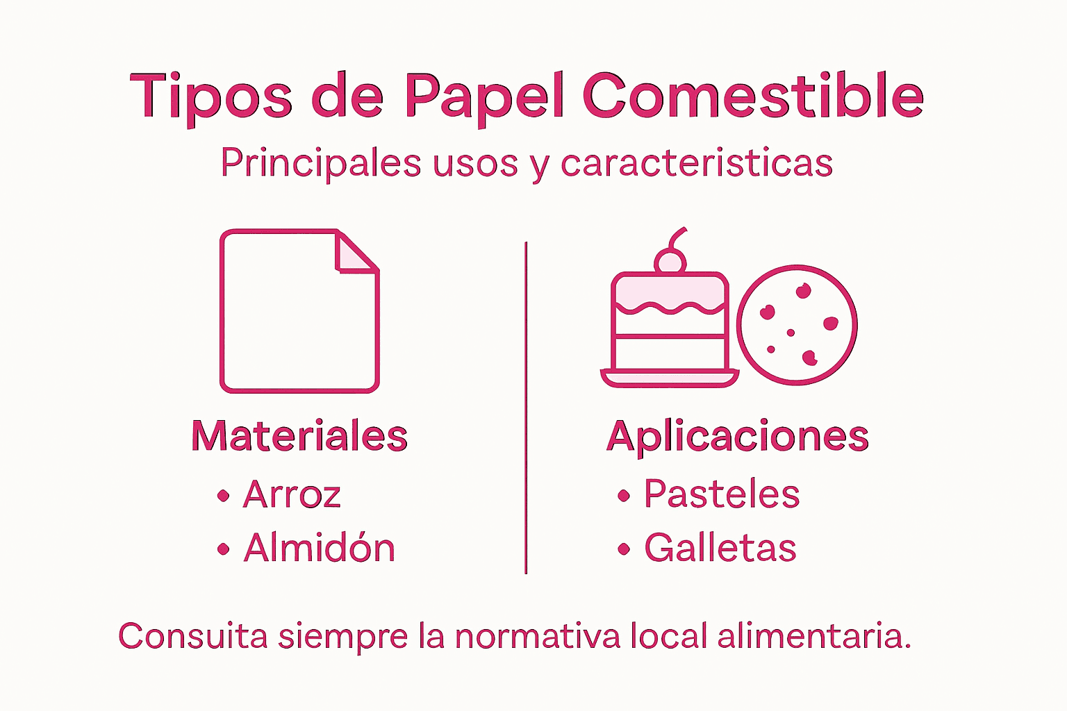 Infografía: variedades de papel comestible y sus aplicaciones