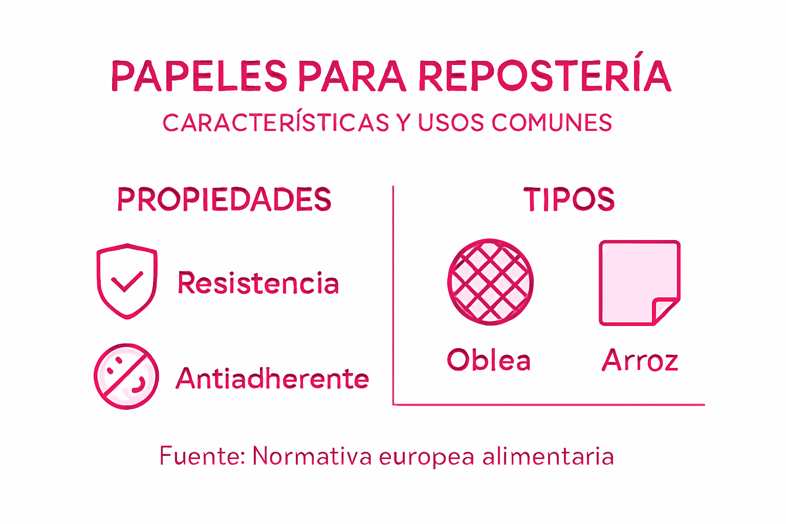 Guía visual sobre los diferentes tipos de papel utilizados en repostería y sus principales características