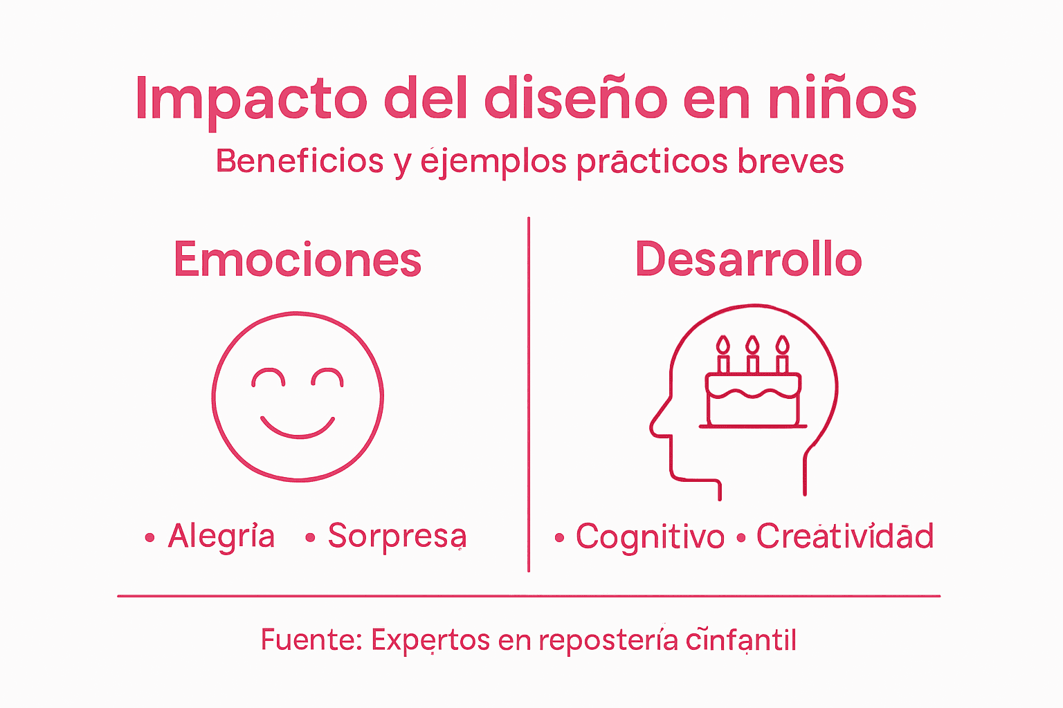 Infografía sobre cómo el diseño transforma los pasteles para niños