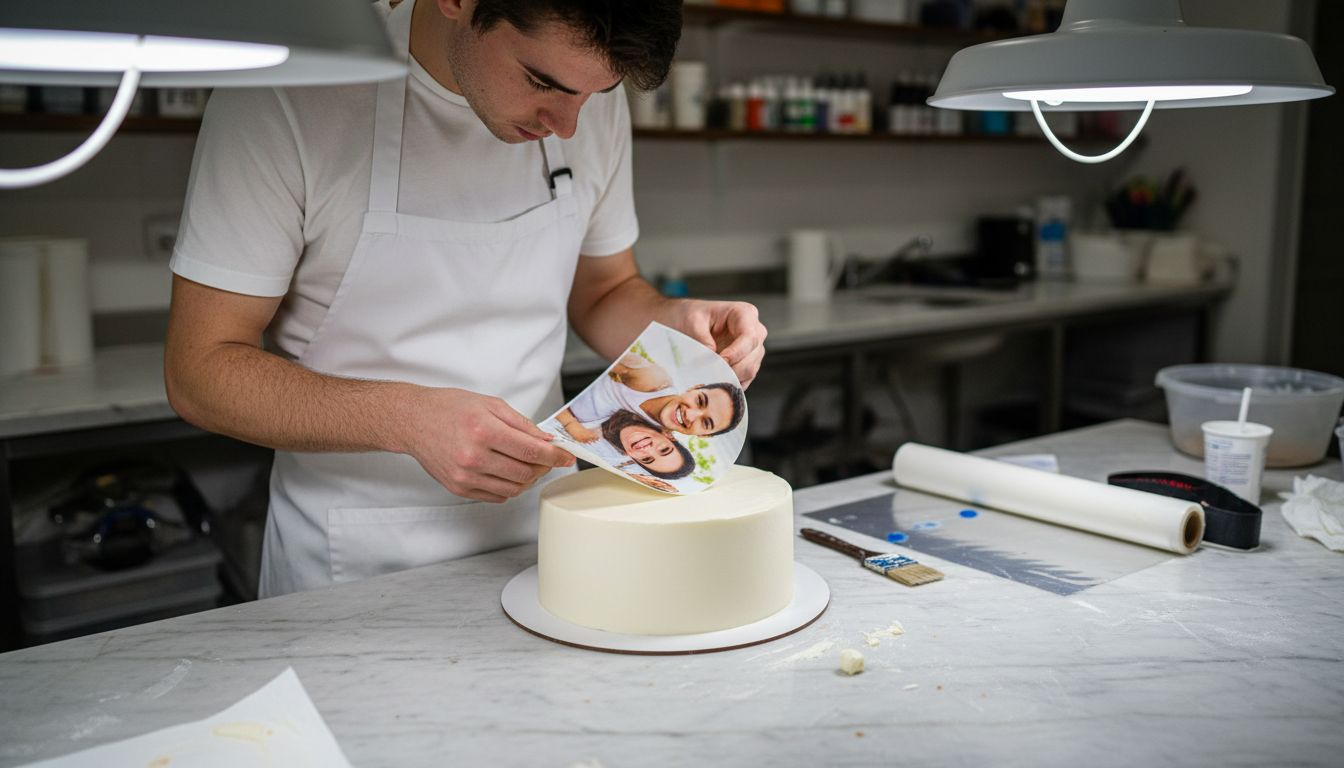 Decoração de bolos com folha comestível personalizada