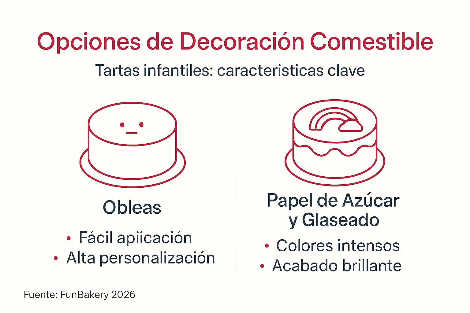 Guía visual para comparar tipos de decoración comestible