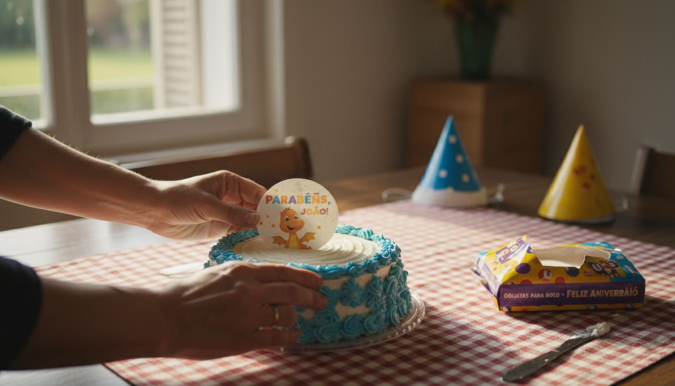 Decorar bolos infantis com folhas de obreia