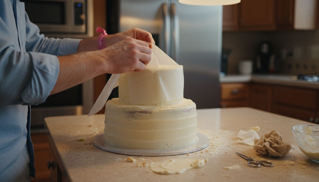 Cubrir un pastel modelado con papel de azúcar flexible para darle forma y textura.