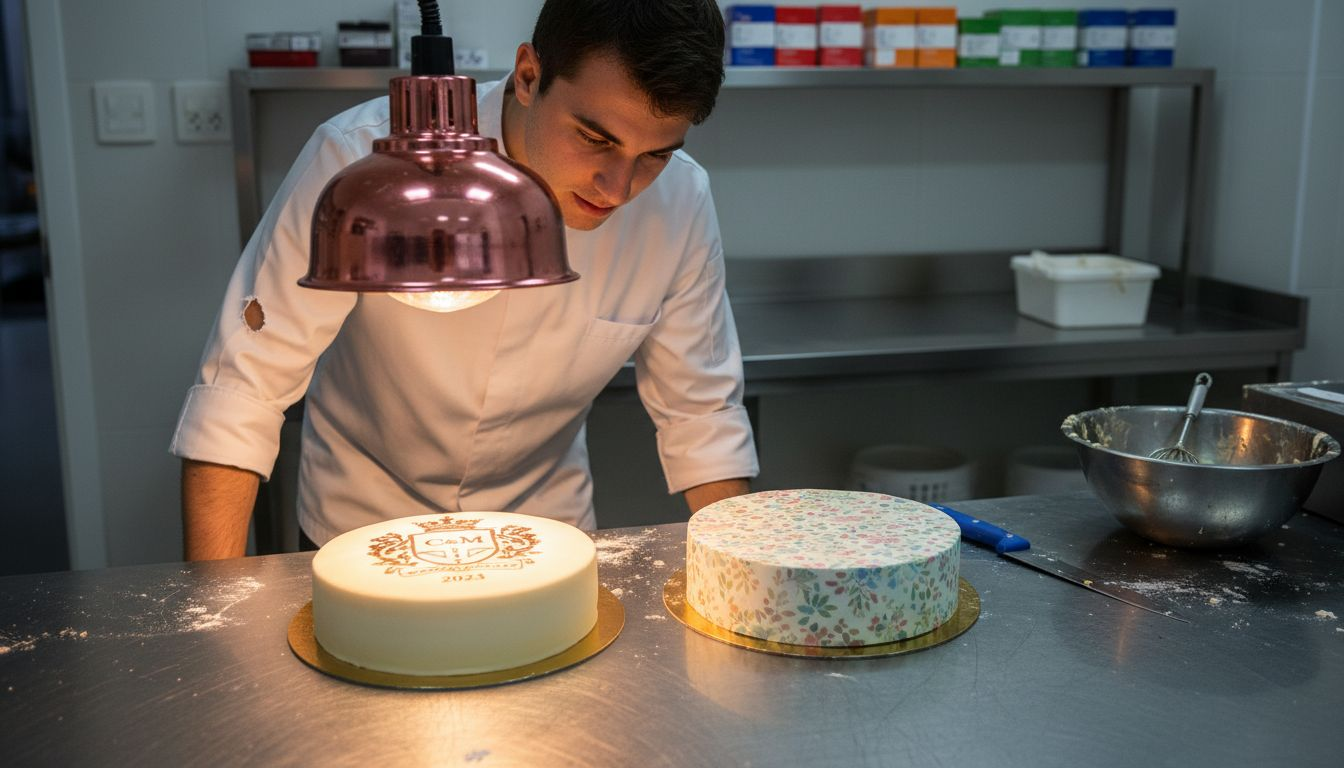Pastelaria: chef compara folha de hóstia e papel de açúcar para decoração de bolos
