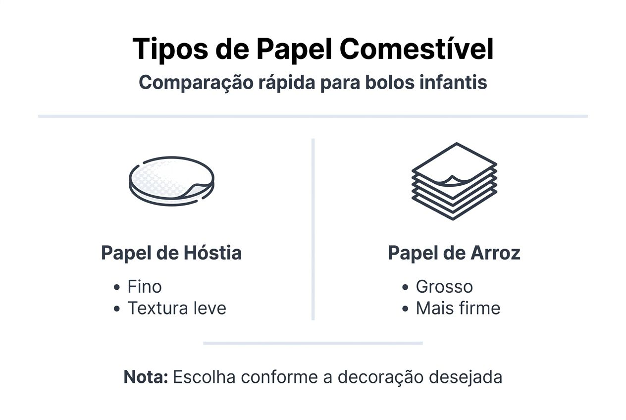 Infográfico: comparação de diferentes tipos de papel comestível
