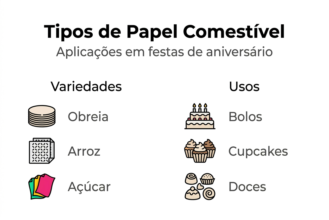Infográfico: diferentes tipos de papel comestível e as suas principais aplicações