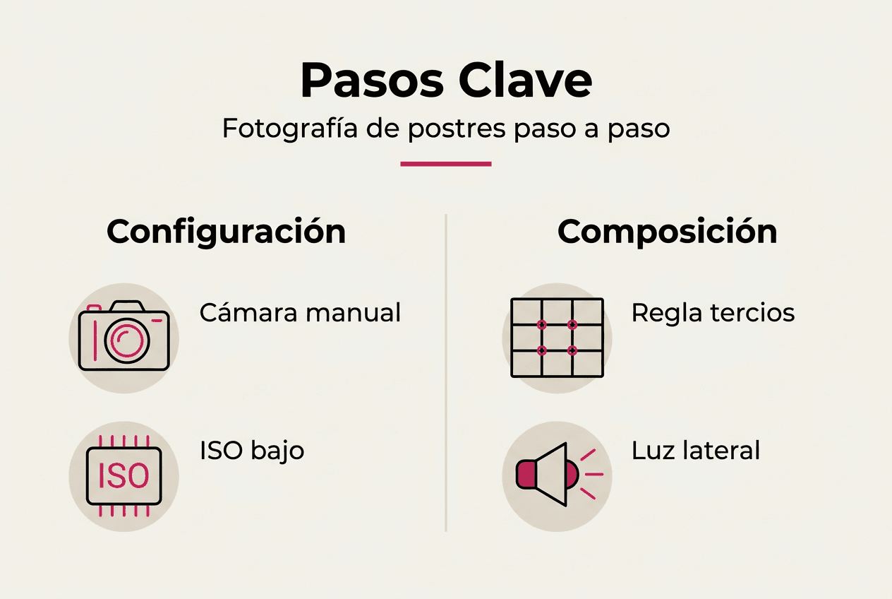 Infografía: cómo fotografiar postres paso a paso