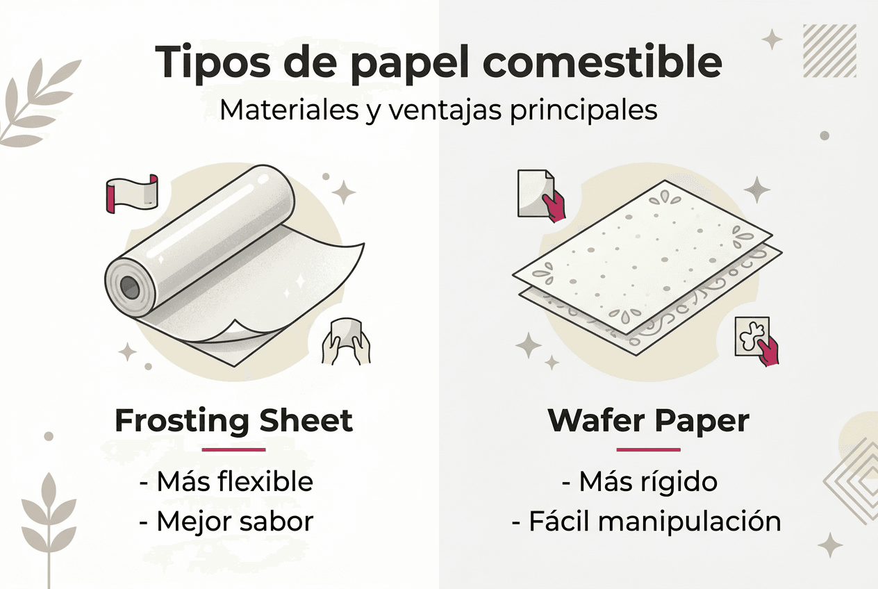 Guía visual sobre las diferentes variedades de papel comestible