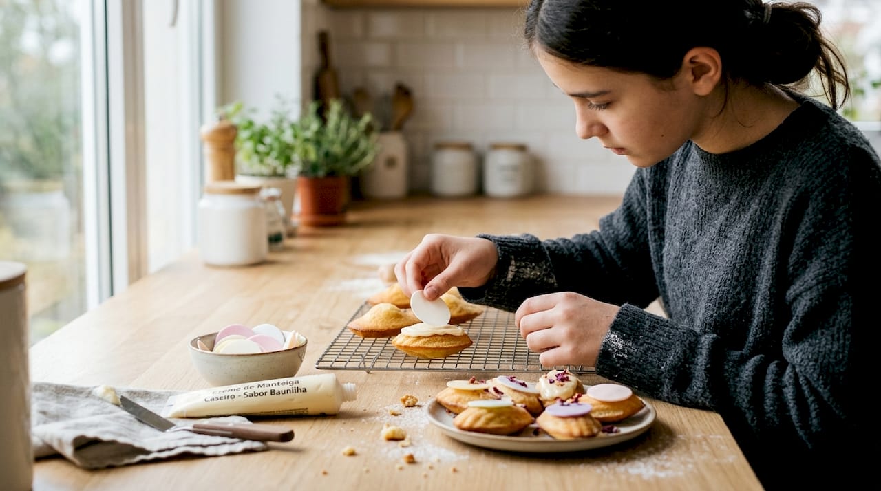 Como aplicar uma folha decorativa numa queque enfeitado