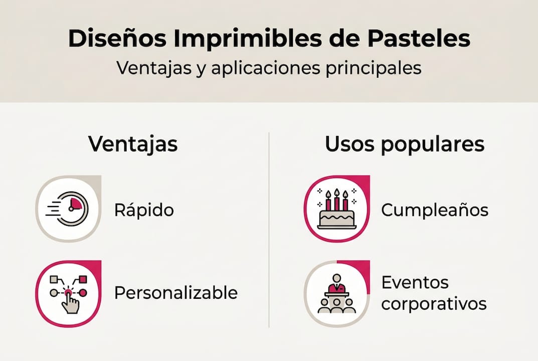 Infografía: beneficios y formas de utilizar diseños de pasteles imprimibles
