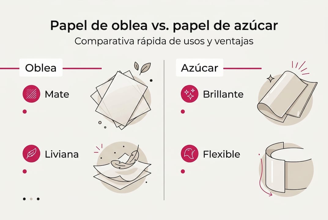 Guía visual sobre obleas y papel de azúcar