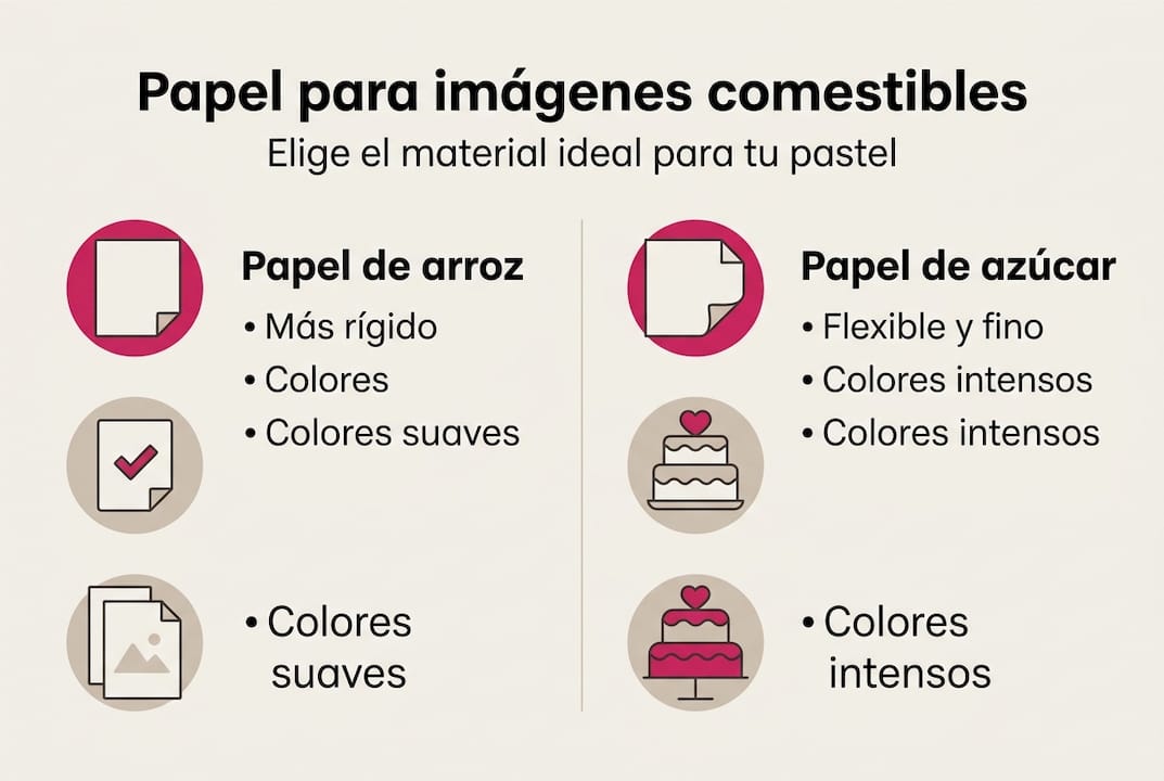 Infografía: diferencias entre el papel de arroz y el papel de azúcar