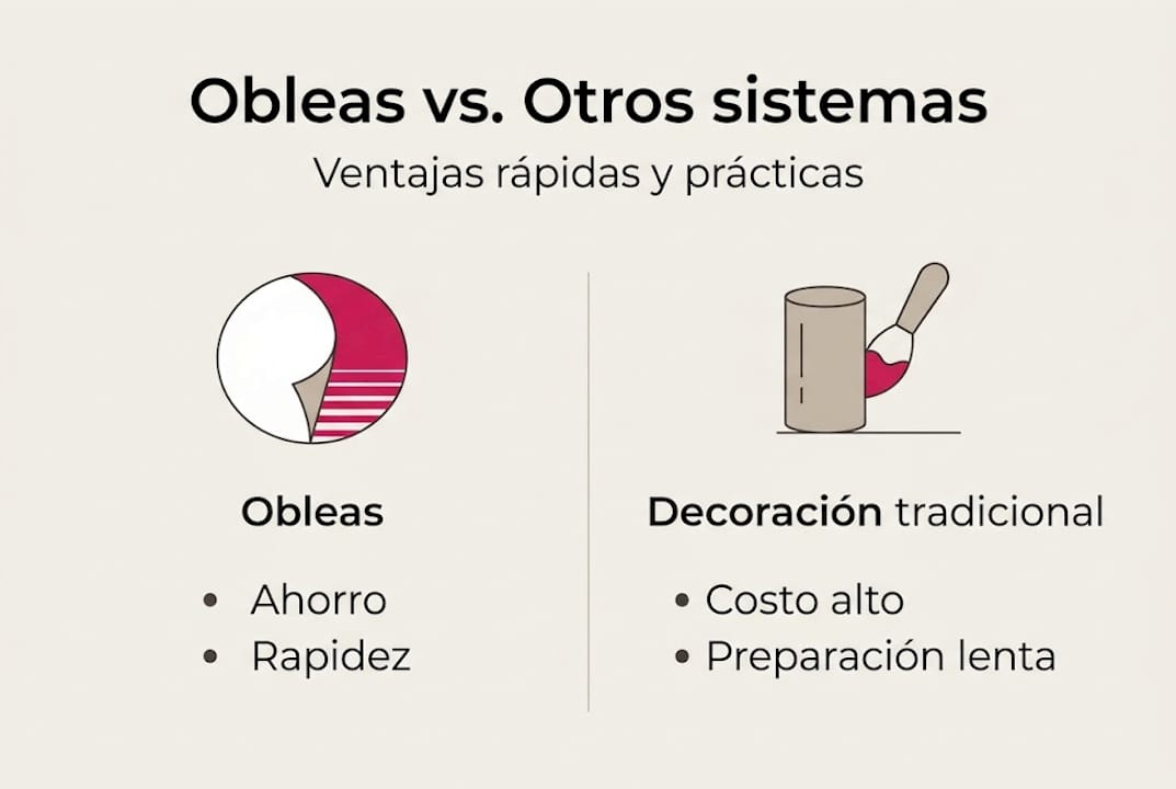 Infografía: diferencias entre obleas y decoración clásica en repostería