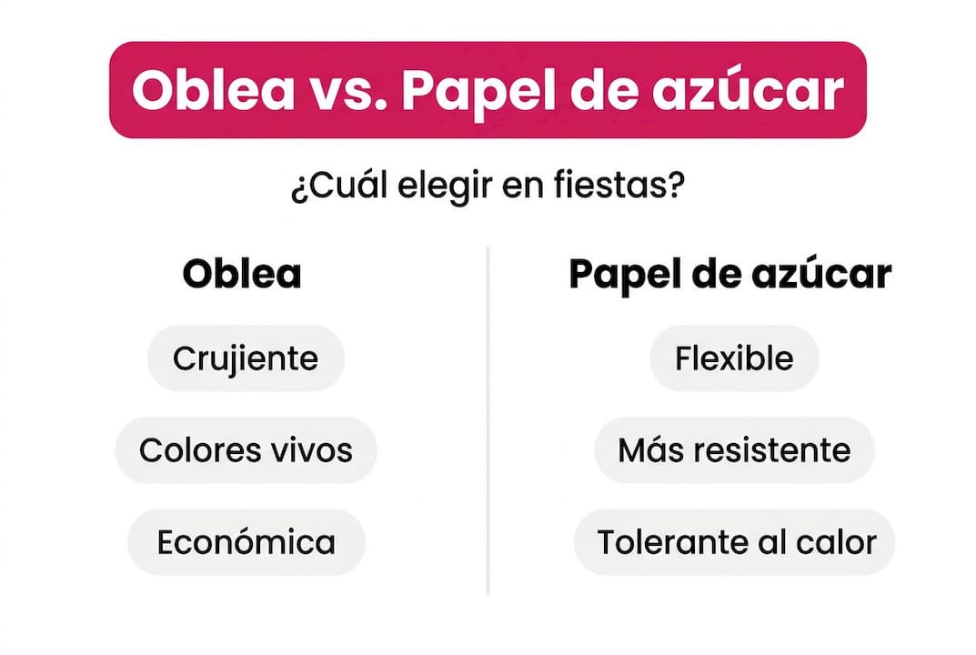 Infografía: diferencias entre la oblea y el papel de azúcar
