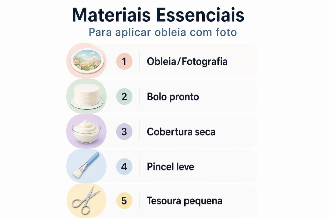 Guia visual dos materiais indispensáveis para a aplicação de obleias
