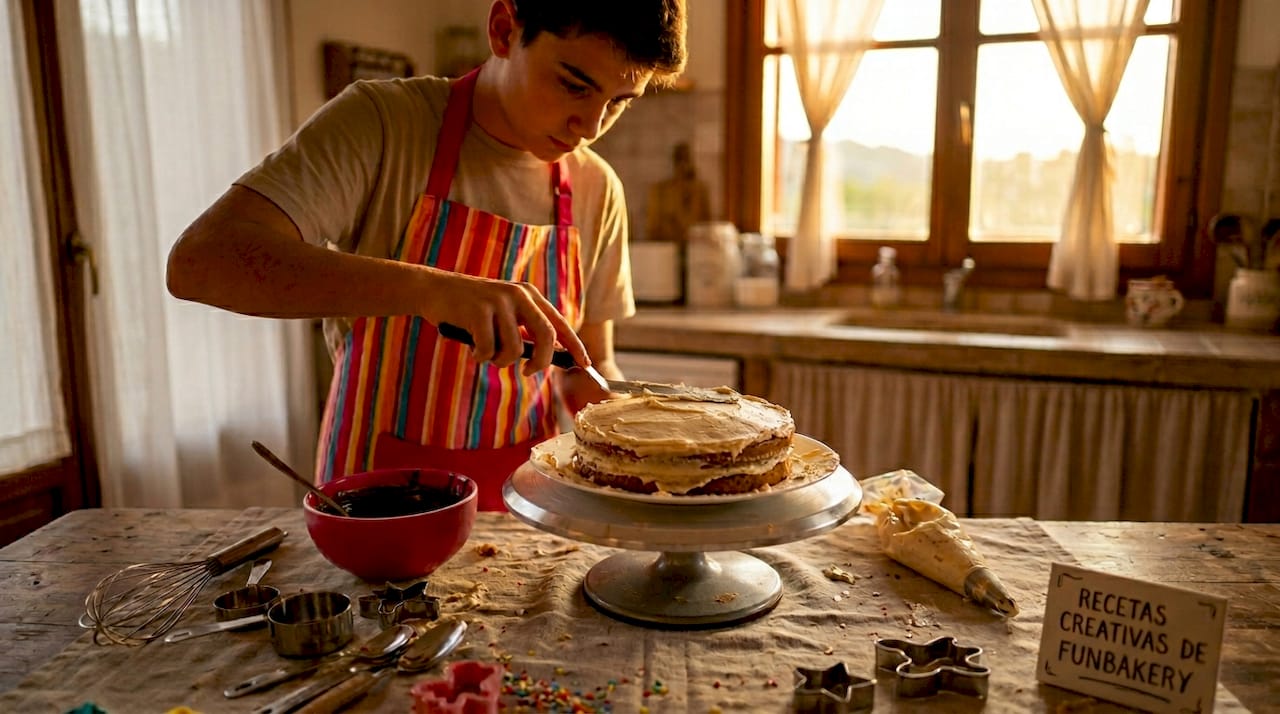 Dejando el buttercream perfectamente liso en una tarta temática hecha en casa