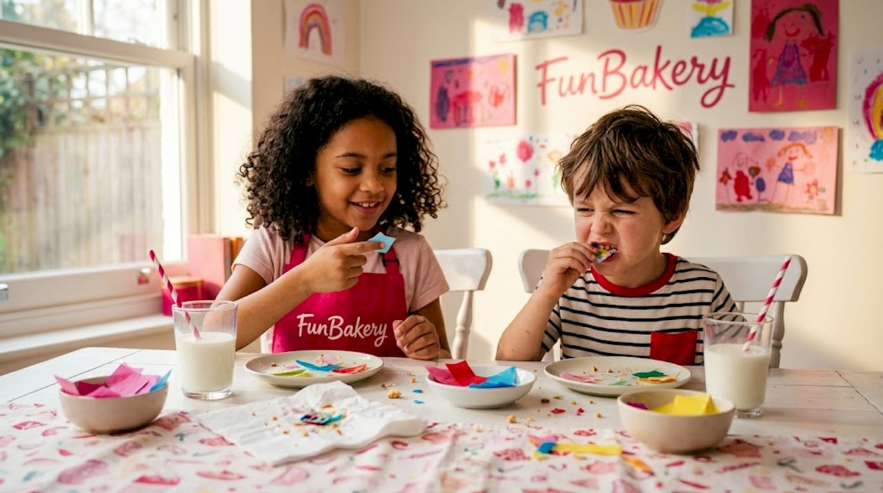 Los niños se divierten degustando diferentes tipos de papel comestible.