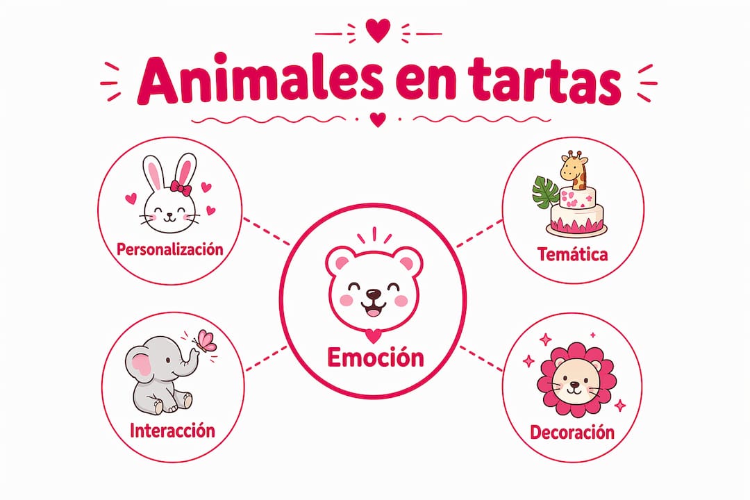 Infografía sobre la presencia y significado de los animales en la decoración de tartas