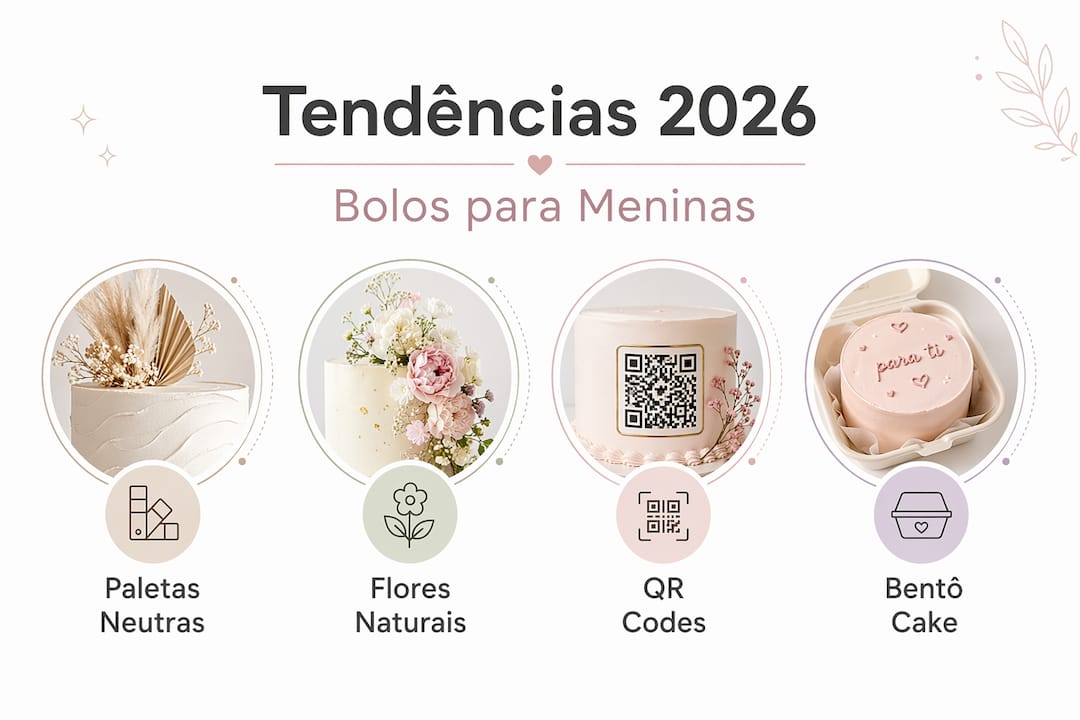 Infografia: as principais tendências em bolos para meninas em 2026