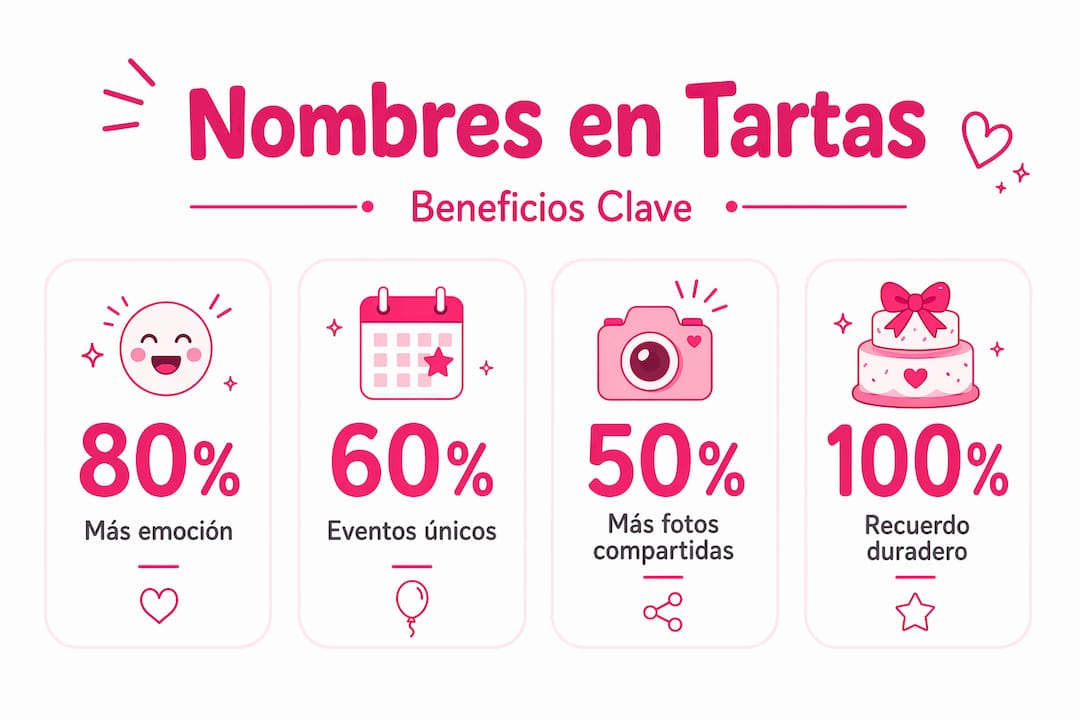 Infografía con datos interesantes sobre las ventajas de personalizar tartas con nombres