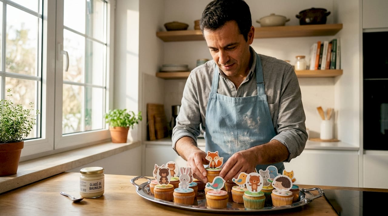 Cupcakes decorativos para organizar na bancada da cozinha