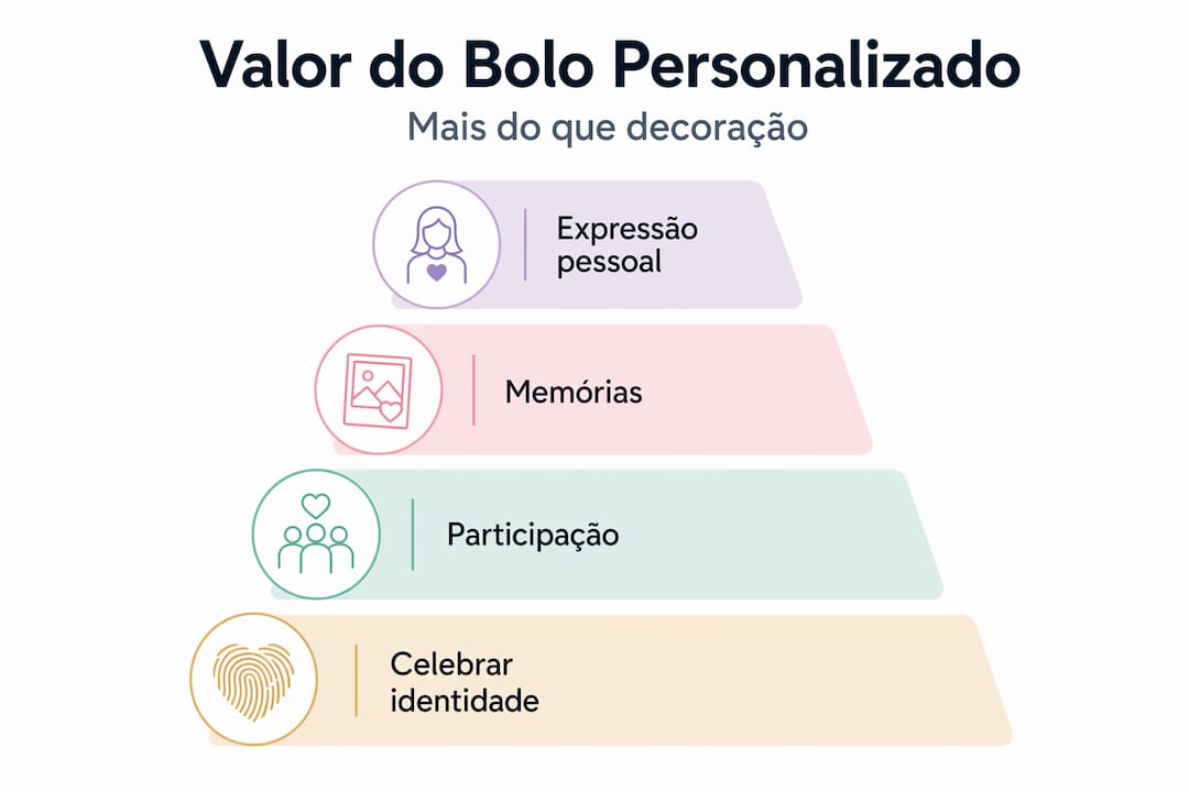Ordem de importância dos elementos na personalização de bolos
