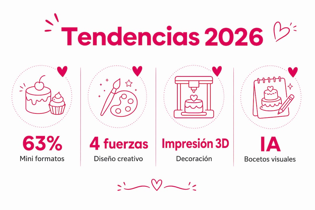 Infografía con los datos más relevantes sobre las tendencias en postres personalizados para 2026
