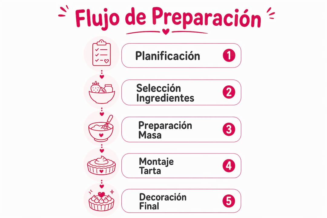 Infografía que muestra paso a paso cómo preparar tartas para niños, organizada en un formato vertical.