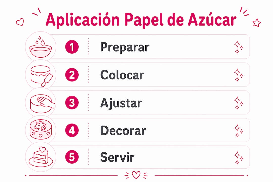 Infografía: cómo aplicar papel de azúcar en tartas de boda, paso a paso