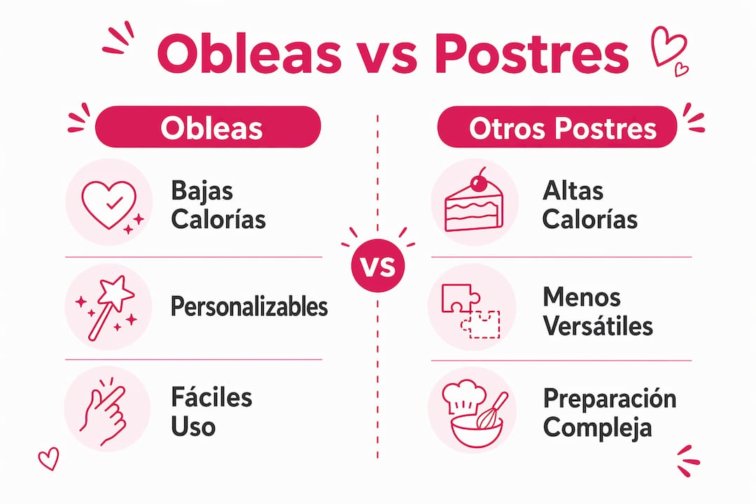 Comparativa visual entre obleas y otros postres